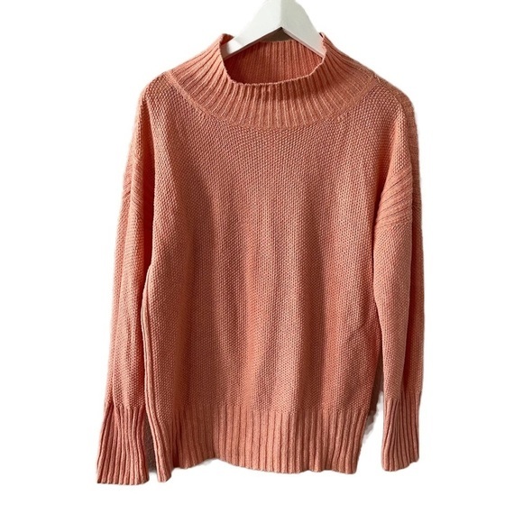 Anthropologie Angel of the North Aisla‎ Mock Neck Knit Sweater Orange Peach - Picture 1 of 11